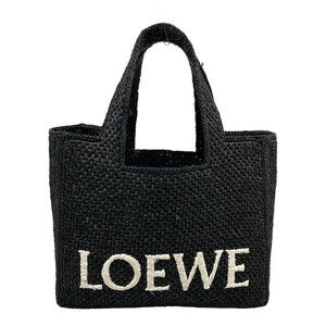 Loewe Font Tote Small Black Raffia #349948L13B